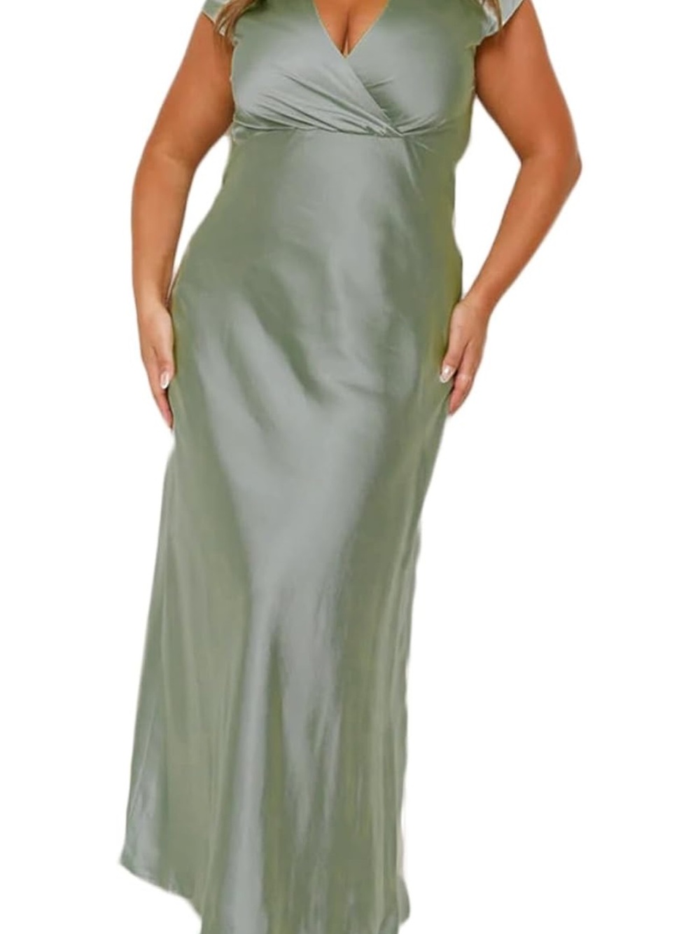 Sage Green Satin Maxi Dress